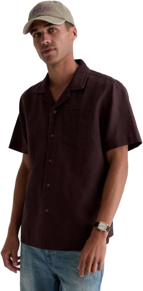 image:imageAG Adriano Goldschmied Mens Foster SS Relaxed Fit Camp ShirtOak Barrel