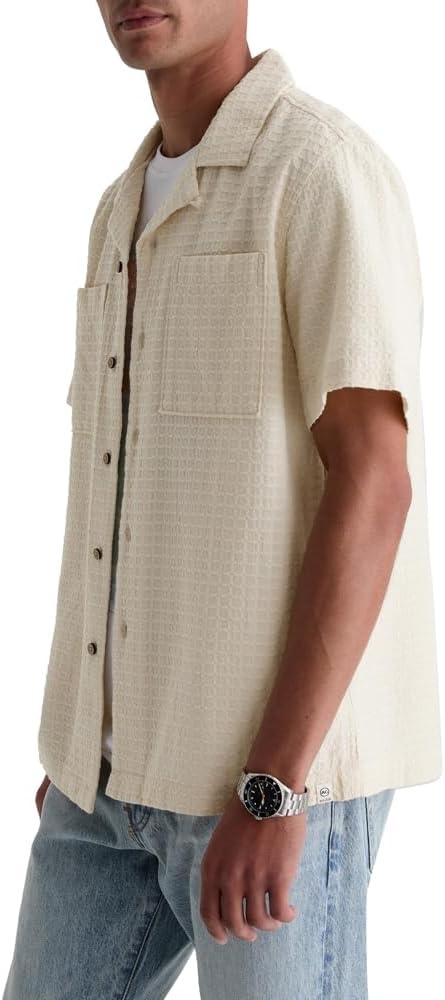 image:imageAG Adriano Goldschmied Mens Marco Relaxed Fit Camp ShirtChampagne