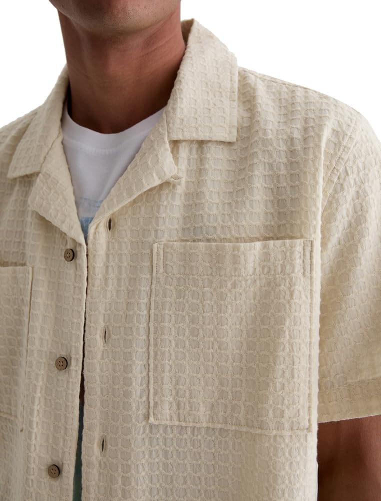 image:imageAG Adriano Goldschmied Mens Marco Relaxed Fit Camp ShirtChampagne