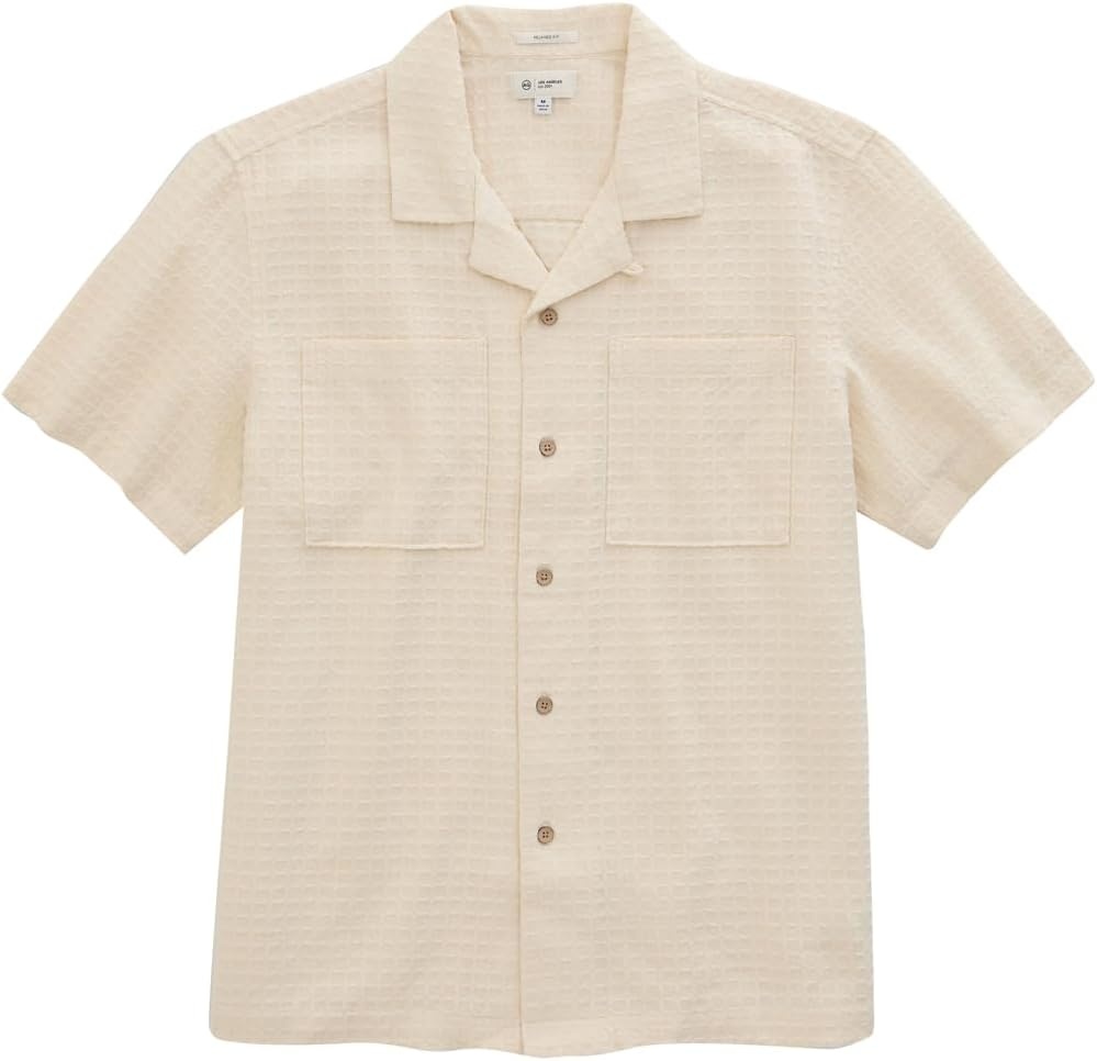 image:imageAG Adriano Goldschmied Mens Marco Relaxed Fit Camp ShirtChampagne