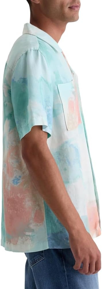 image:imageAG Adriano Goldschmied Mens Marco Relaxed Fit Camp ShirtPoolside Aqua