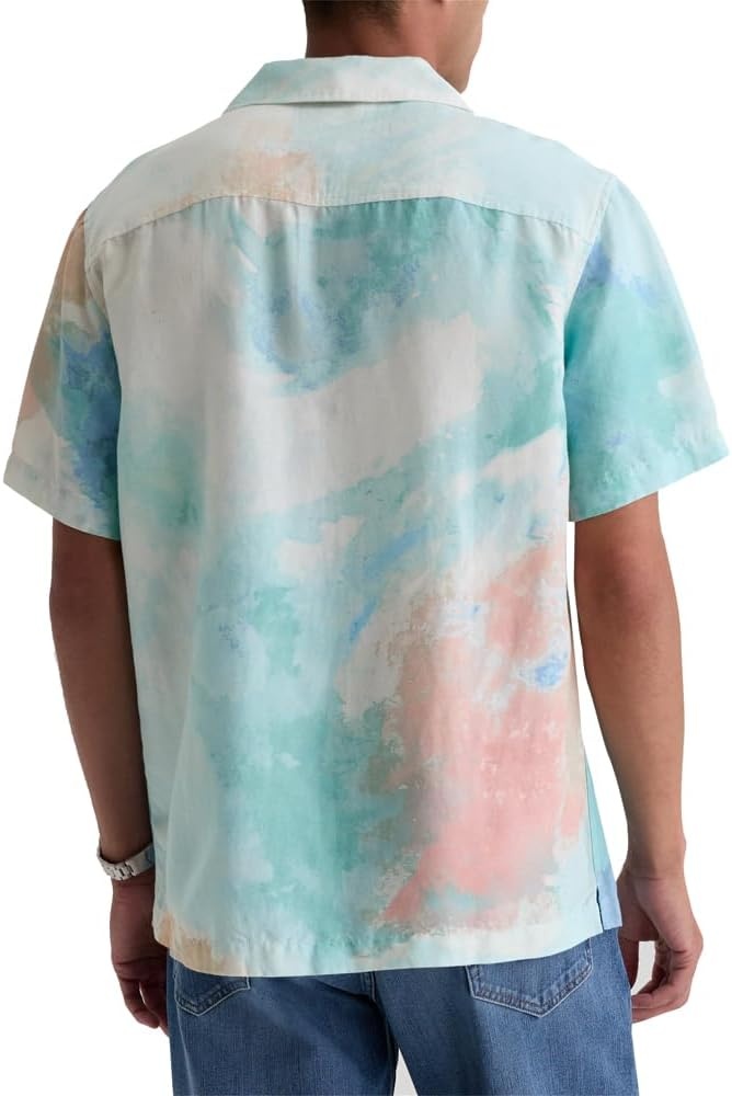 image:imageAG Adriano Goldschmied Mens Marco Relaxed Fit Camp ShirtPoolside Aqua