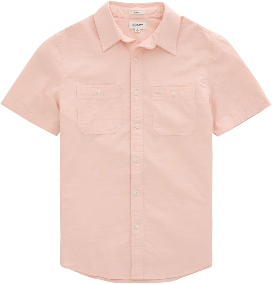 image:imageAG Adriano Goldschmied Mens Mason SS Classic Fit Work ShirtVintage Pink