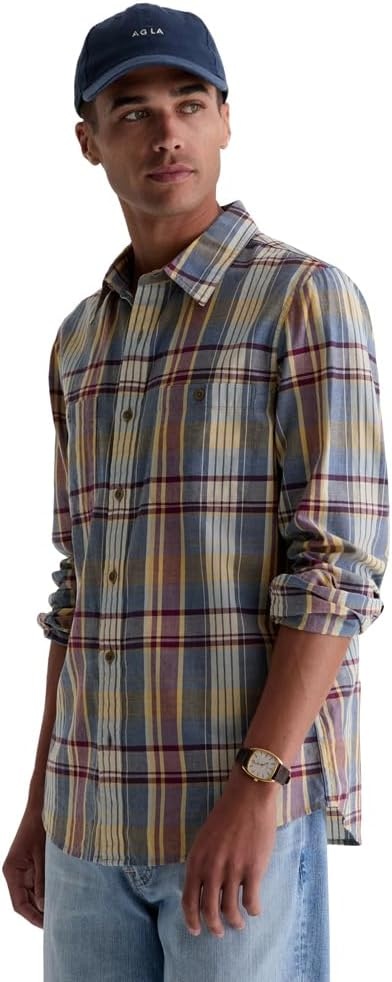 image:imageAG Adriano Goldschmied Mens Wayne Classic Fit ShirtBlue Multi