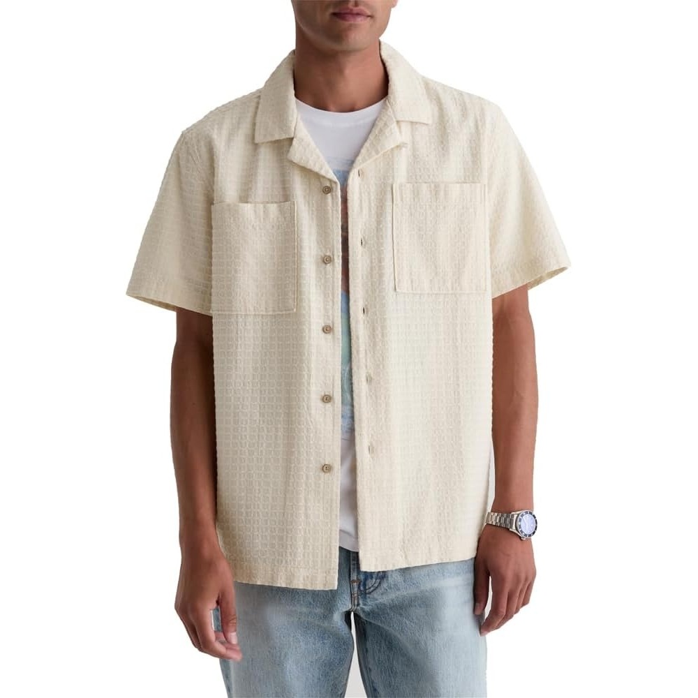 image:imageAG Adriano Goldschmied Mens Marco Relaxed Fit Camp ShirtChampagne