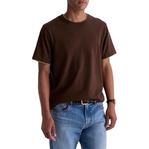 AG Adriano Goldschmied Men’s Como Double Layer Classic Fit S/S Crew Neck T-Shirt(Oak Barrel/Dry Dust)