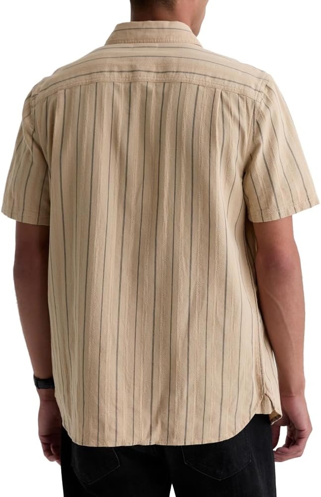image:imageAG Adriano Goldschmied Mens Mason SS Classic Fit Work Shirt NaturalBlack Stripe M