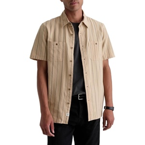 AG Adriano Goldschmied, Men’s, Mason S/S Classic Fit Work Shirt, Natural/Black Stripe, M