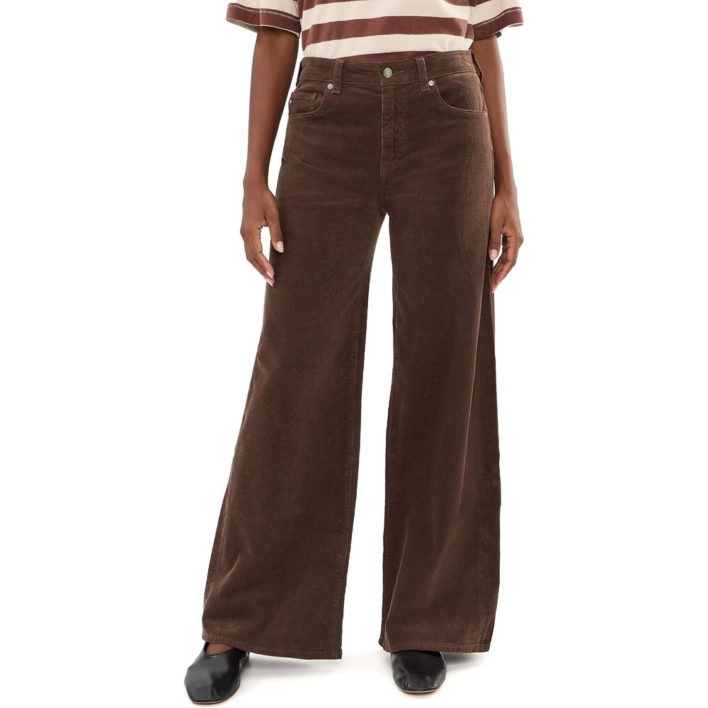 image:imageAG Jeans Saige Wide Leg MidRise Fit Corduroy Pants in Jazz BerryWood Brown