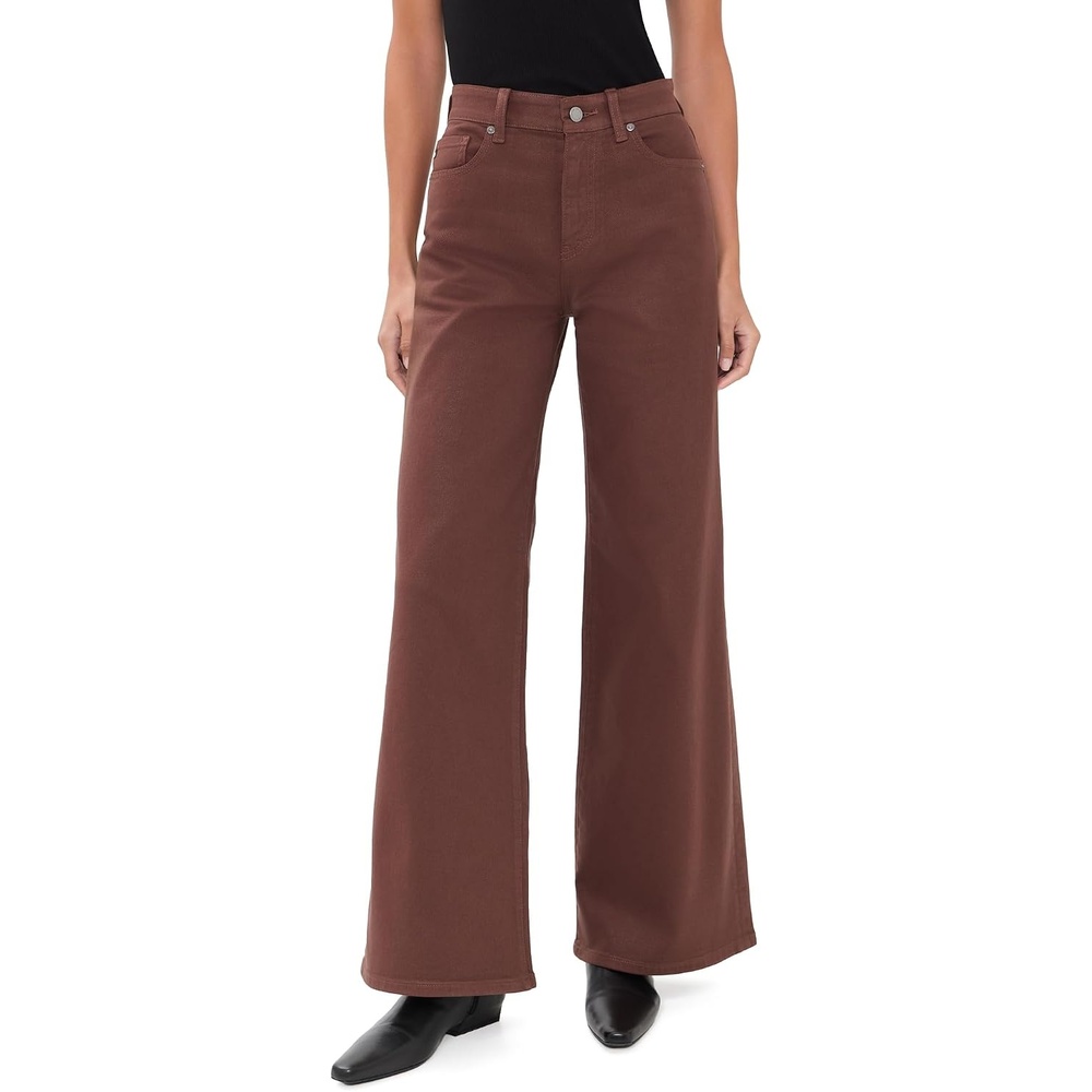 image:imageAG Womens Saige Wide Leg Coated JeansLtt Lt Chestnut