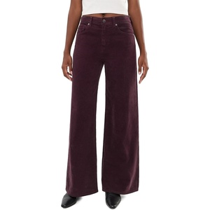 AG Jeans Saige Wide Leg Mid-Rise Fit Corduroy Pants in Jazz Berry(Jazz Berry)