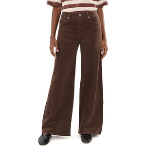 AG Jeans Saige Wide Leg Mid-Rise Fit Corduroy Pants in Jazz Berry(Wood Brown)