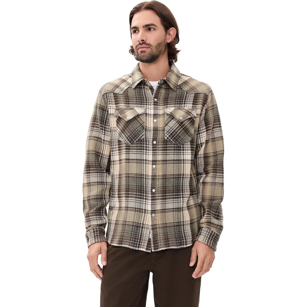 image:imageAG Adriano Goldschmied Mens Huston Western ShirtGreen Multi