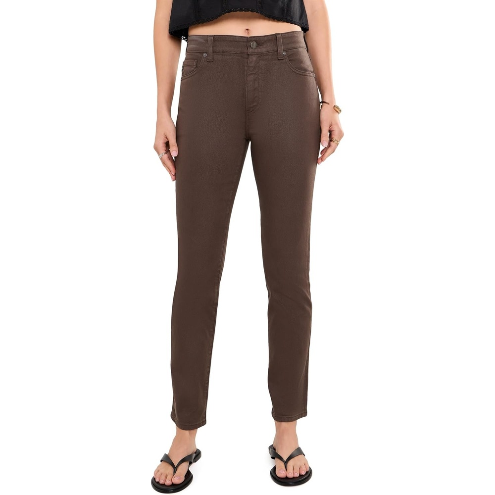 image:imageAG Jeans Mari MidRise Slim Straight  OctaveLeatherette Light Burnt Umber