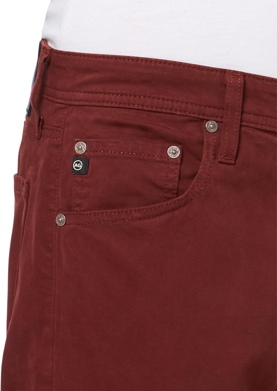 image:imageAG Jeans Tellis Modern Slim Leg SUD Sueded Stretch Sateen in Super BlackDark Sangria
